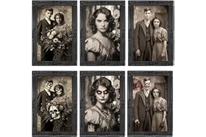 LANSIAN Scary Halloween Party Decoration Indoor Home Wall Decor 3D Changing Face Moving Picture Frame Portrait for Horror Halloween Party Supplies Castle Haunted House Decor(Style C, 3 Pack)