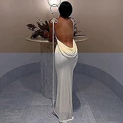 RARITYUS Women Maxi Dress Sexy Backless Draped