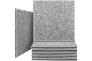 JBER Professional Acoustic Foam Panels, Sound Proof Padding Soundproofing Absorption Panel, 12" x 12" x 0.4" High Density Beveled Edge Wall Tiles for Acoustic Treatment,(12P Gray)