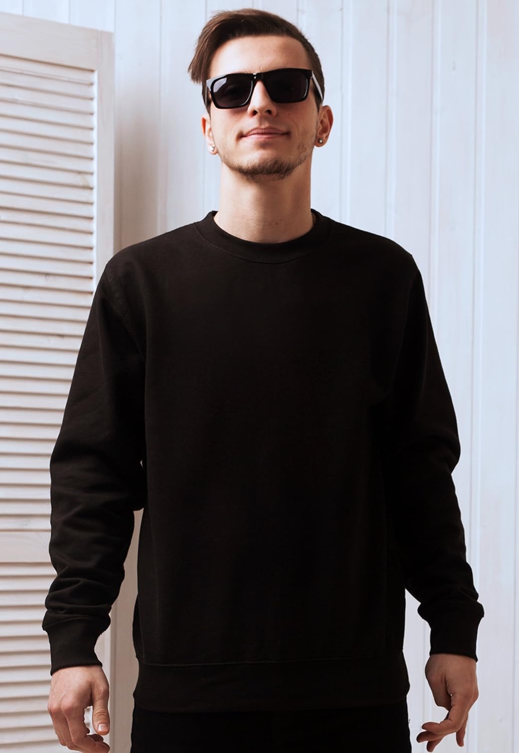 plain black crew neck sweatshirt women's