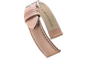 STUNNING SELECTION ALPINE flat Stitched Genuine Leather Watch strap with Quick Release Spring Bars - Black, Brown, burgundy, red, pink, blue, grey - 12-22 mm