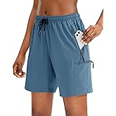 SANTINY Women's 5''/ 7''/9'' Hiking Cargo Shorts Quick Dry Lightweight Summer Shorts for Women Athletic Golf Zipper Pockets