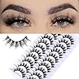 FARRED Natural Lashes Short False Eyelashes Wispy Mink Eye Lash Fluffy Wispies Eyelash Natural Look 10 Pairs Fake Lashes Pack Volume Lash Strips Pestañas