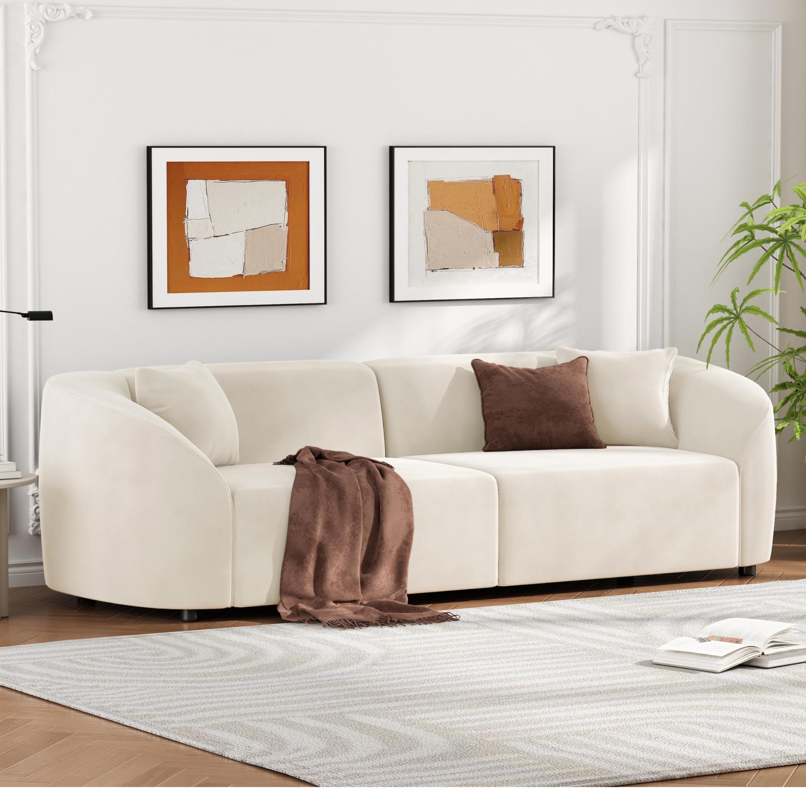 Photo 1 of ***INCOMPLETE***Merax 87" Large Couch, Comfy Upholstered Loveseat with Extra Deep Seats, Velvet Sofa for Living Room Apartment Office, Beige