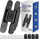 7" Concealed Hinges Hidden Door Hinges, Zinc Alloy Invisible Hinges Silent Invisible Door 3 Way Adjustable & 180° Swing Hinge