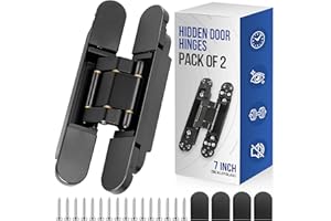 7" Concealed Hinges Hidden Door Hinges, Zinc Alloy Invisible Hinges Silent Invisible Door 3 Way Adjustable & 180° Swing Hinge