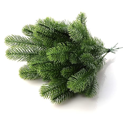 Künstliche Tannenzweige, künstliche Tannenzweige, Kunststoffsträucher, Grünpflanzen, Dekoration für Kranz, Weihnachtsdekorati