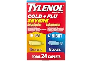 Tylenol Cold + Flu Severe Day & Night Caplets Combo Pack for Multi-Symptom Cold & Flu Symptom Relief, Cough, Sore Throat, and Headache Relief, Acetaminophen Pain Reliever, 24 ct