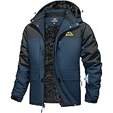 MAGCOMSEN Men's Winter Coats Ski Snow Waterproof Jackets Fleece Warm Snowboard Hooded Jacket Parka Raincoats 9 Pockets