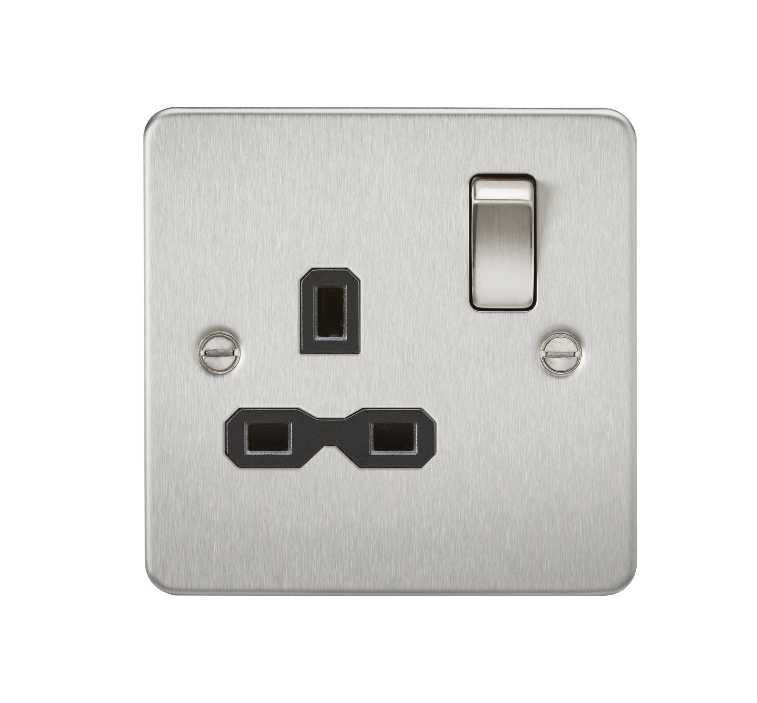 Knightsbridge FP7000BC Flat Plate 13 A 1G DP Switched Socket, Brushed Chrome