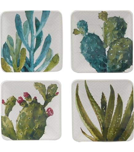 Amazon.com | Cactus Verde 12.5" Square Ceramic Platter  Watercolor Cactus  Serving Tray with Southwestern Design  Stylish Entertaining Piece for  Appetizers, Desserts, or Decorative Display: Platters