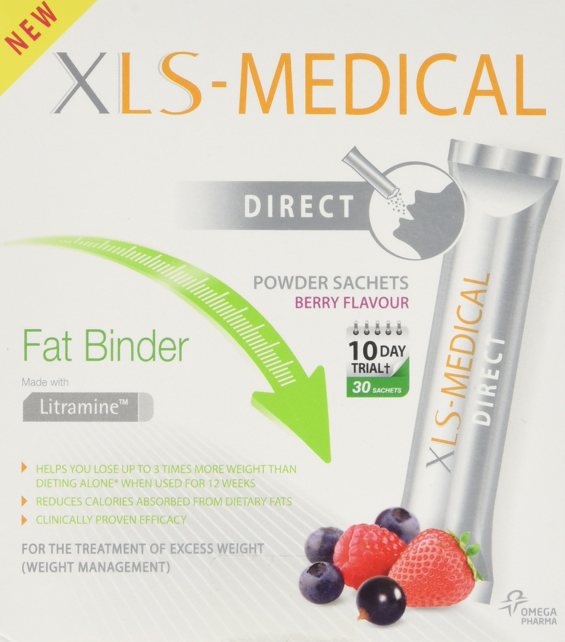 XLS Medical Fat Binder Direct Sachet, Berry Flavour Weight Loss Aid