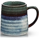 RELEDESA 25 Oz Extra Large Ceramic Coffee Mug with Big Handle, 700ml Oversized Tea Cup for Office and Home, Hot and Cold Drinking, Microwave and Dishwasher Safe, Handmade Glazed Texture (Ink Green)