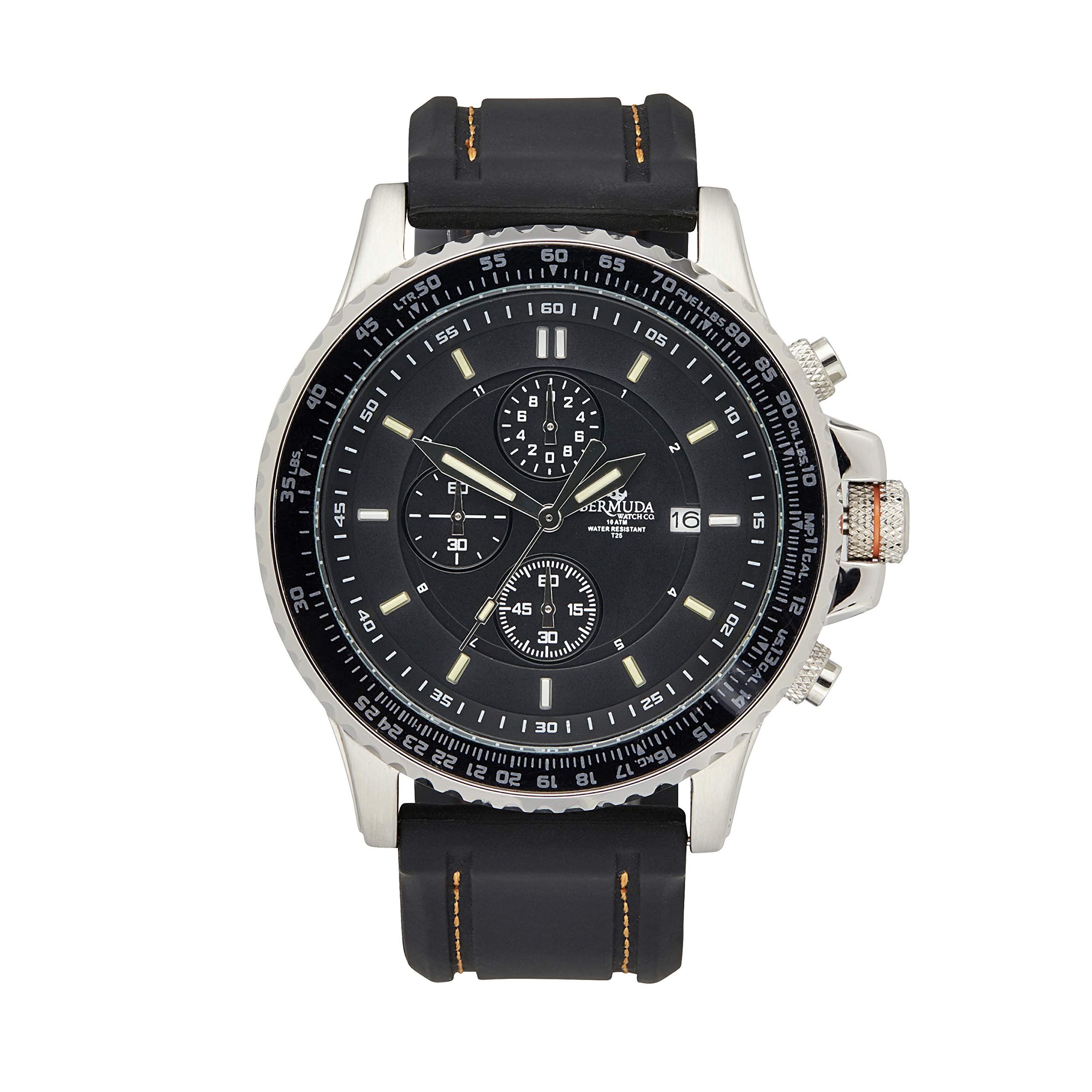 Bermuda Watch co Tuckers Interchangeable, Black, Silver and Orange GTLS Chronograph Watch Mens