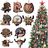 Patelai 40 Pcs Western Christmas Ornament, Wooden Cowboy Tree Decorations | Wooden Cowboy Hanging Ornament Western Theme Party Decorations for Xmas Tree Farmhouse Home Decor