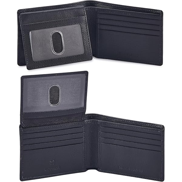 Travelambo Herren Geldbörse Aus Echtem Leder – Bifold Mit RFID-Schutz, 2 Ausweisfenster, 8 Kartenfächer, In Geschenkbox, Schwarz