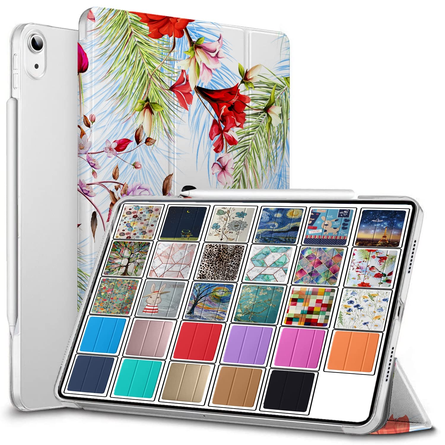 DuraSafe Cases for iPad Mini 6th Gen 2021 8.3 Inch [ Mini 6 ] A2567 A2568 A2569 MK893B/A MLX43B/A MK8E3B/A MK8C3B/A Printed Lightweight PC Dual Angle Stand Clear Flip Back Cover - Birds & Flowers