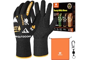 AOBAILI BBQ Gloves, Grilling Gloves Heat Resistant Oven Gloves, Kitchen Silicone Oven Mitts, Long Waterproof Non-Slip Pot Holder for Barbecue, Cooking, Baking, Black (Black)