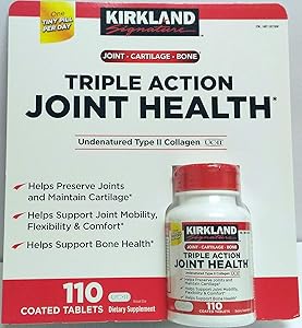 Kirkland Triple Action Joint Health Type II Collagen, Boron and HA - 110 Count