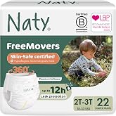 Naty FreeMovers Pull Up Training Pants, Size 4, 2T-3T, (18&ndash;33 lbs), 22 Ct. | For Sensitive Skin, Hypoallergenic Potty Training Underwear, Up to 12 Hours Leak Protection, Fragrance-Free, Stretchy comfort
