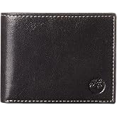 Timberland Men's Leather Passcase Bifold Wallet Hybrid, Black (Hundson), One Size