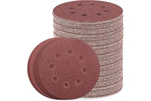 110pcs 5 Inch Sanding Disc, ZEHIQ 8 Hole Hook and Loop Sandpaper Assortment 40 60 80 100 120 150 180 240 320 400 600 Grits Orbital Sanding Pads for Random Orbital Sander