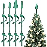 Tree Top Decor Stabilizer 4-Pack | Christmas Topper Support with 8 Extension Rods & 8 Fixing Straps | Lightweight Anti-Bending Holder for Easy Holiday Decorating, Green