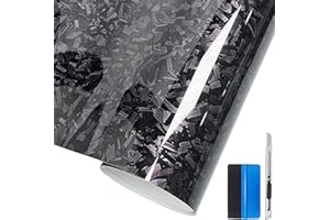 LZLRUN Forged Gloss Carbon Fiber Black Vinyl Wrap Roll Air Release Sticker Sheet Film DIY Decal Car Auto Vehicle Morotcycle Self Adhesive - 1ft x 3.5ft