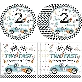 40 Pcs Two Fast Race Car Party Supplies Boy 2 Fast Birthday Decor Race Car Plates and Napkins Cars Themed Birthday Party Decorations for Boys Girls Baby Shower Party