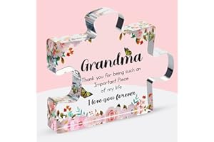 VELENTI Gifts for Grandma - Engraved Acrylic Puzzle Piece - Adorable Grandma Presents for Birthday, Christmas, Thanksgiving Paperweights - Elegant Decorative Plaque with Lovely Quote - Chic Home