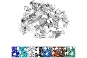 Mr. Fireglass 10 Pounds Fire Glass - 1/2 Inch High Luster Reflective Tempered Glass Rocks for Fireplace Fire Pit Table and Landscaping, Platinum