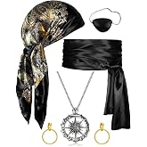 7pcs Women Pirate Costume Accessories Men Hallloween Costume Accessories | With Head Scarf Necklace eyes patch earrings Belt