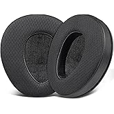 SOULWIT Mesh Fabric Earpads Replacement for Sony MDR-CD350/CD450/CD550/V600/V900/V900HD/Z600/Z900/7509/7509HD Headphones, Ear Pads Cushions with High-Density Memory Foam - Black