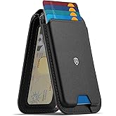 SHIELDON Genuine Leather Strong Magnetic Wallet for MagSafe, Phone Wallet Stand for Men Women, 6 Card Holders, Angle Adjustment, RFID Blocking, Compatible with iPhone 17/16/15/14/13/12 Series - Black