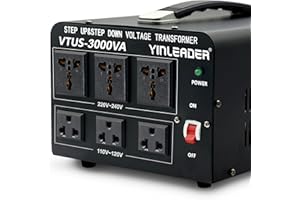 Yinleader Voltage Converter Transformer(110V to 220V, 220V to 110V) Step Up/Down Transformer Converter 110/120 Volt - 220/240 Volt w/US Power Cord,Circuit Breaker Protection (VTUS-3000-6S)