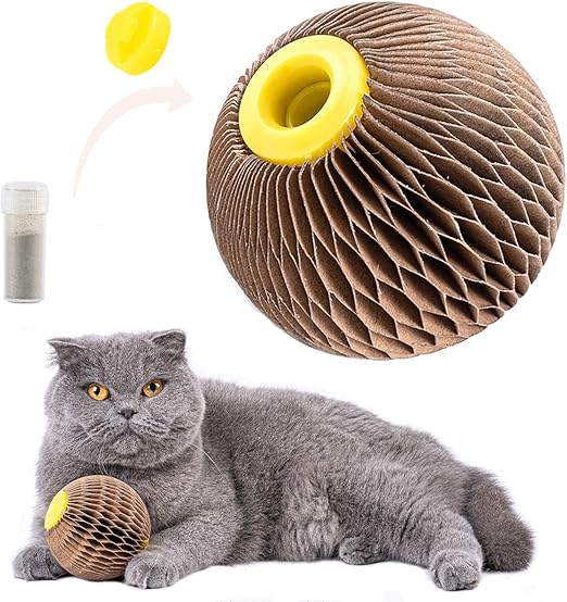 cat toy scratcher with ball