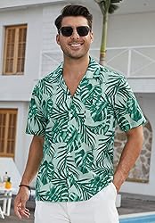 HISDERN Hawaiian Shirt for Men Short Sleeve Button