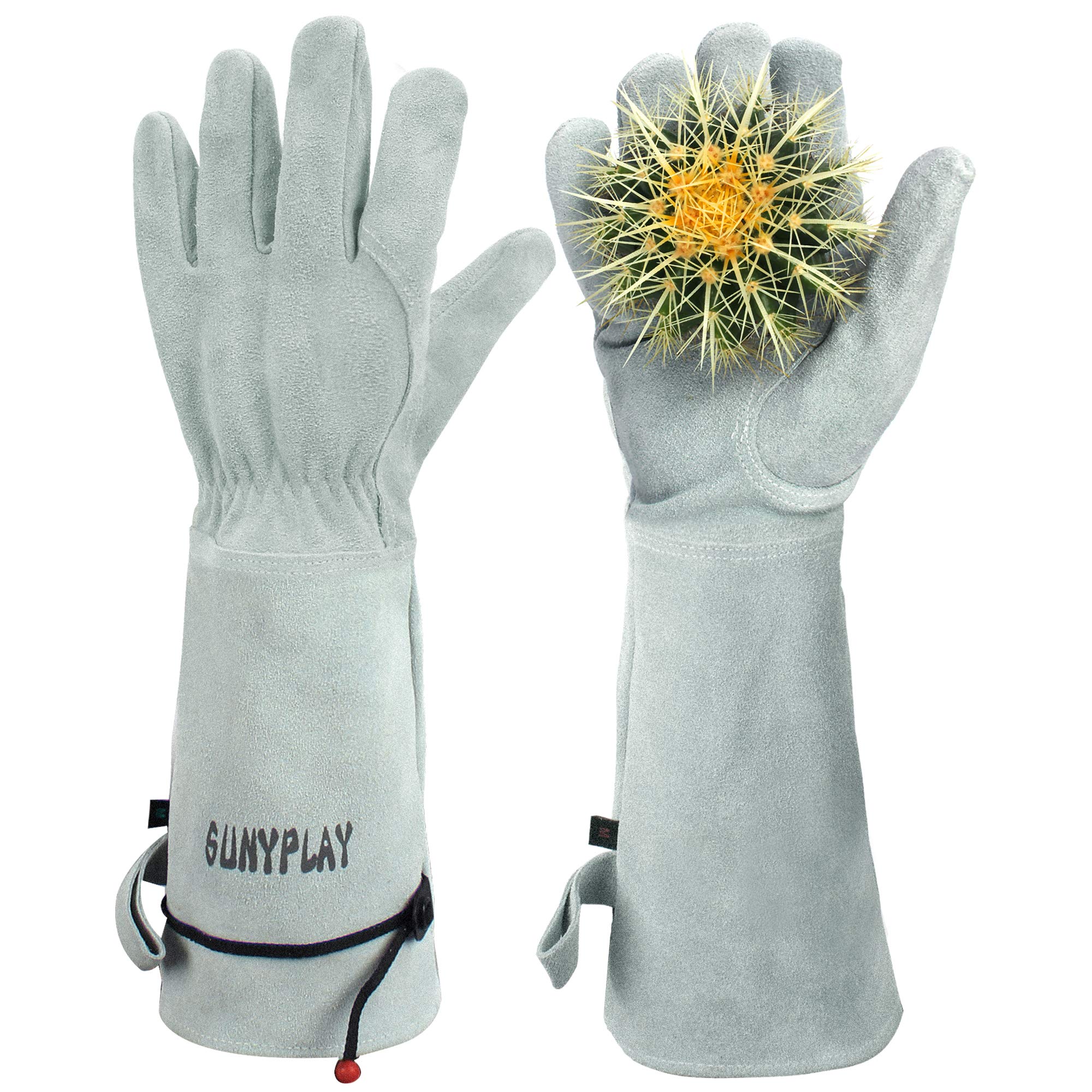 SUNYPLAY Gardening Gloves for Women/Men, Thorn Proof Cowhide Leather Garden Work Gloves