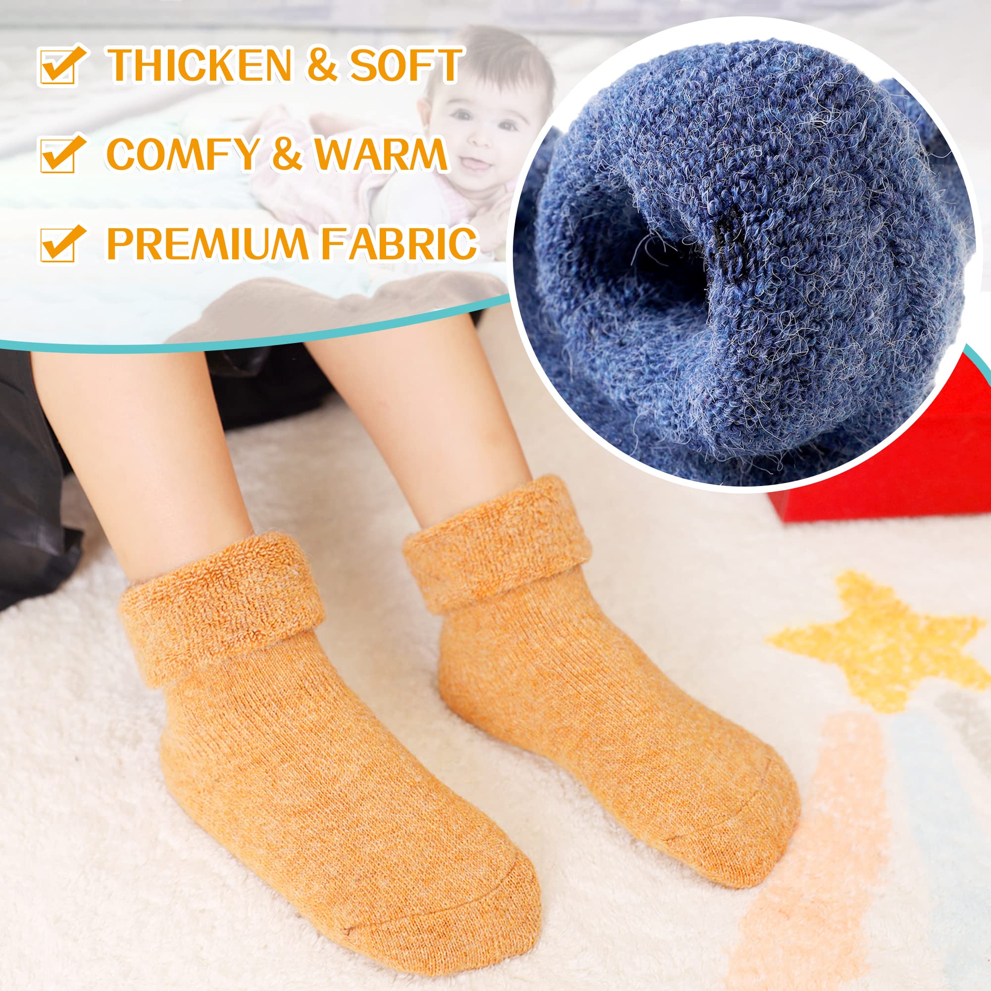 Eyean Baby Wool Grip Sock Soft Winter Warm Thick Non Slip Toddler Boy Girls Crew Socks For Children 6 Pairs