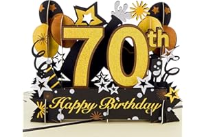 HOMANGA Happy 70th Birthday Pop Up Card, 70th Birthday Card with Note and Envelope, 70th Birthday Gifts for Husband, Wife, Me