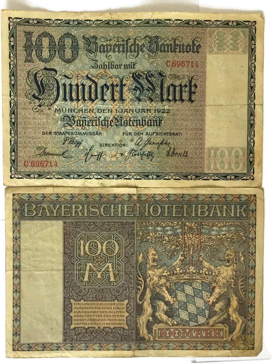 Germany Empire 100 Mark Banknote 1922 Very Rare Foreign Collectible Currency Money