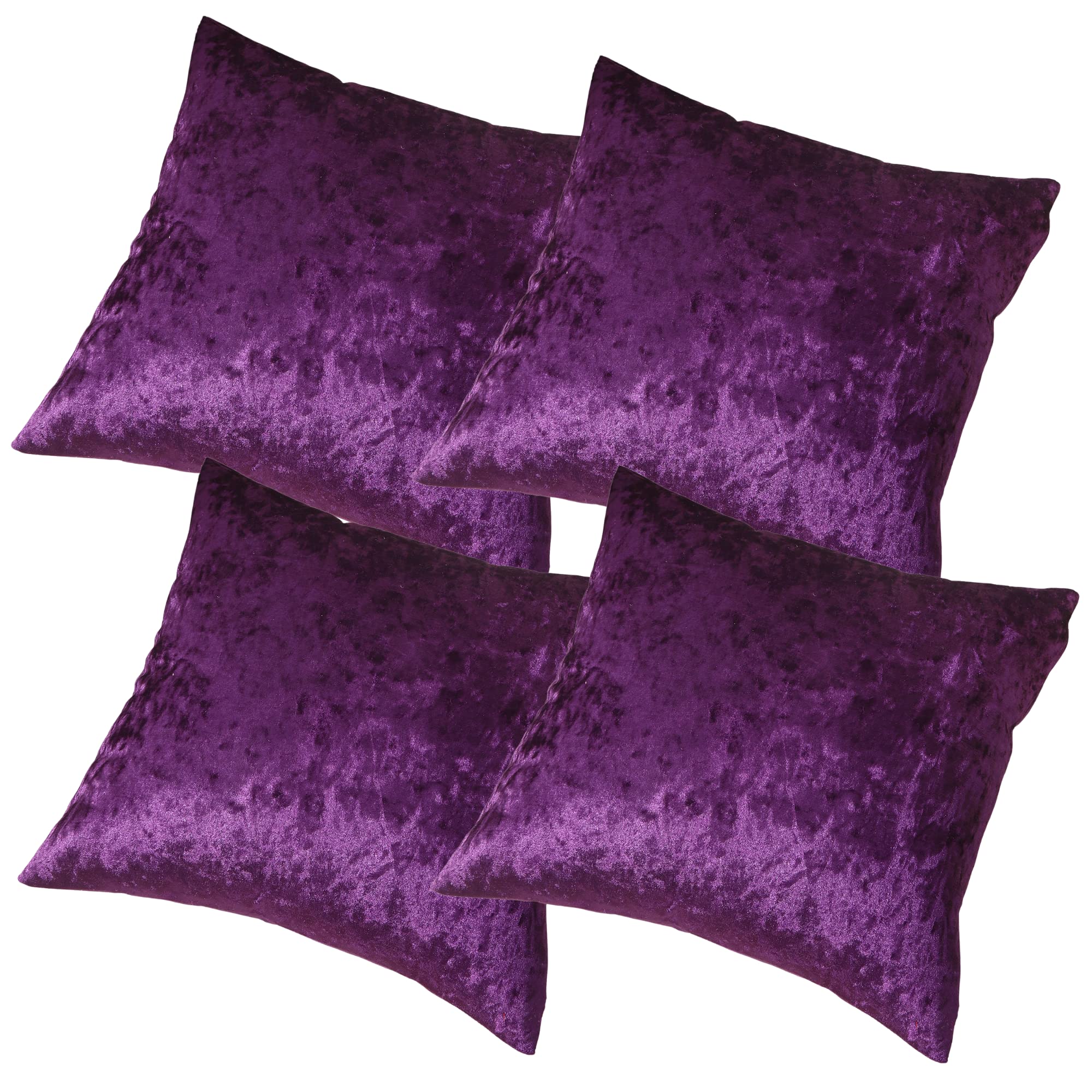 RKAAS HOME Pack of 4 Super Soft Decorative Luxurious Crushed Ice Velvet Square Cushion Cover for Living Room Sofa Couch Bed 45cm x 45cm 18x18 Inches (Pack of 4 - Purple) — image 1