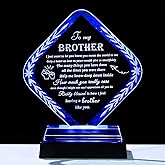Gifts for Brother from Sister Crystal Brother Plaque Keepsake with Colorful Base Meaningful to My Brother Gifts for Adult, Fathers Day, Christmas, Birthday, Valentine's Day, Thanksgiving Day