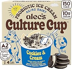 Alec's CULTURE CUP™ Probiotic A2 Dairy Ice Cream - Cookie & Cream 3.5oz 4-Pack