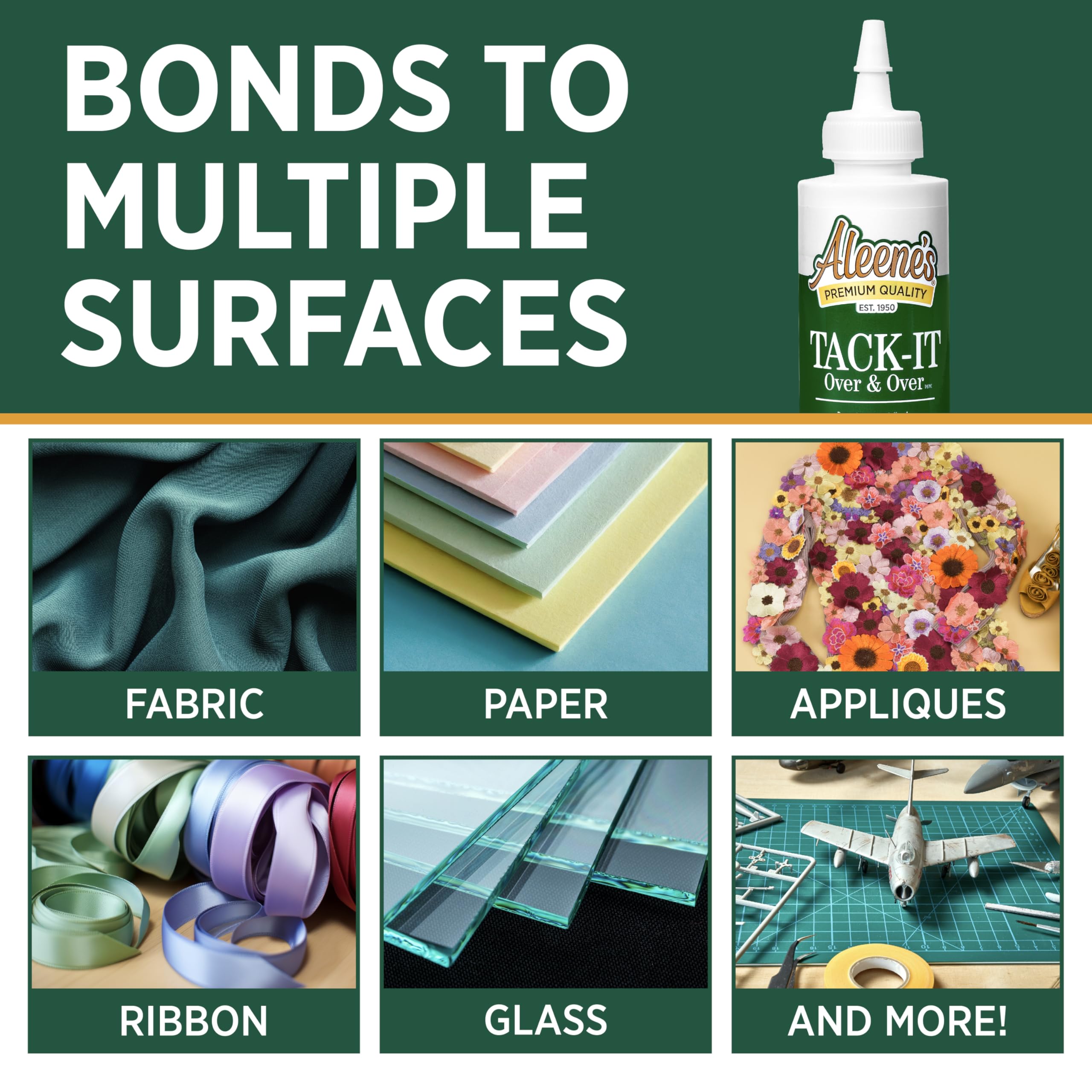 Aleene's Tack-It Over & Over Liquid Glue 4 fl oz, Repositionable and Removable Adhesive, Clear