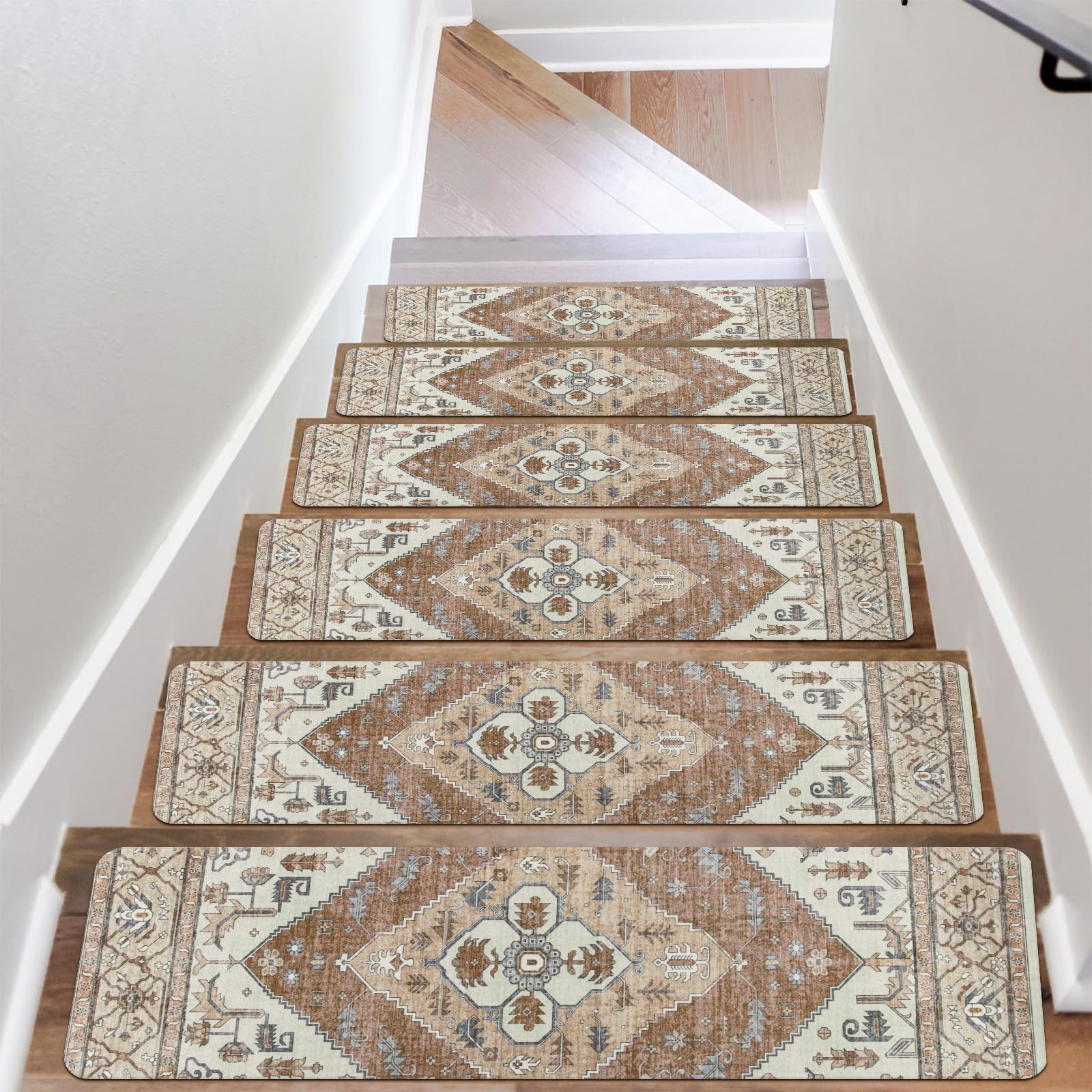 Photo 1 of OJIA Super Non-Slip Stair Treads for Wooden Steps, 30"X8" Indoor Stair Runners Slip Resistant Stair Rugs Safety Mats for Dogs, Kids & Elders, Rubber Backed Stair Treads Stair Covers (15PC)