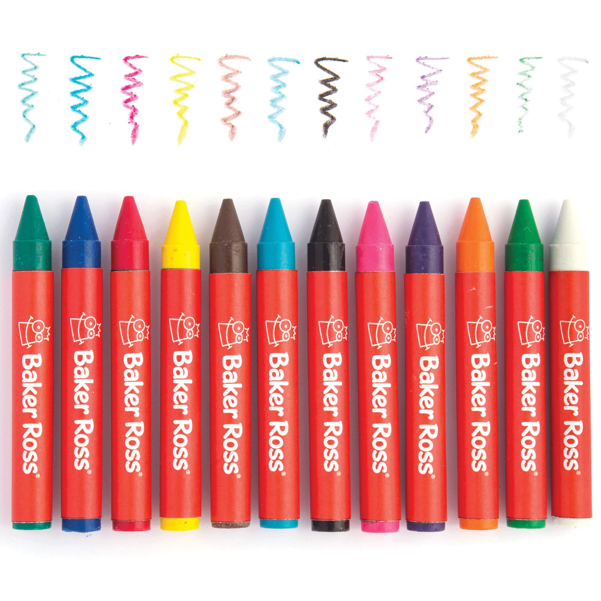 Baker Ross Chunky Wax Crayons for Kids Arts and Crafts Supplies and School Classroom Supplies (Pack of 36) , Assorted , AR872