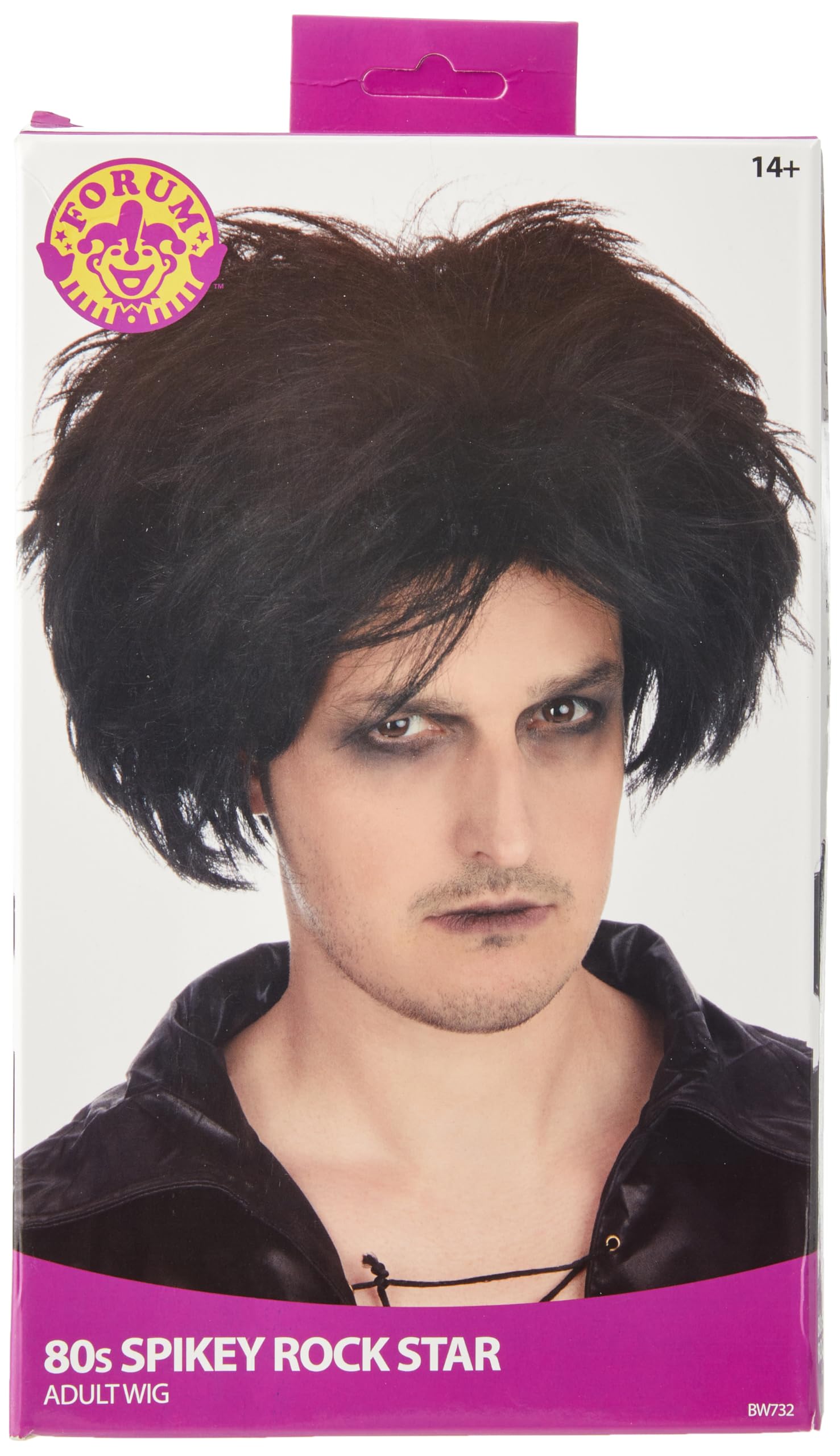 Bristol Novelty BW732 80's Spikey Rock Star Wig, Mens, Black, One Size Halloween