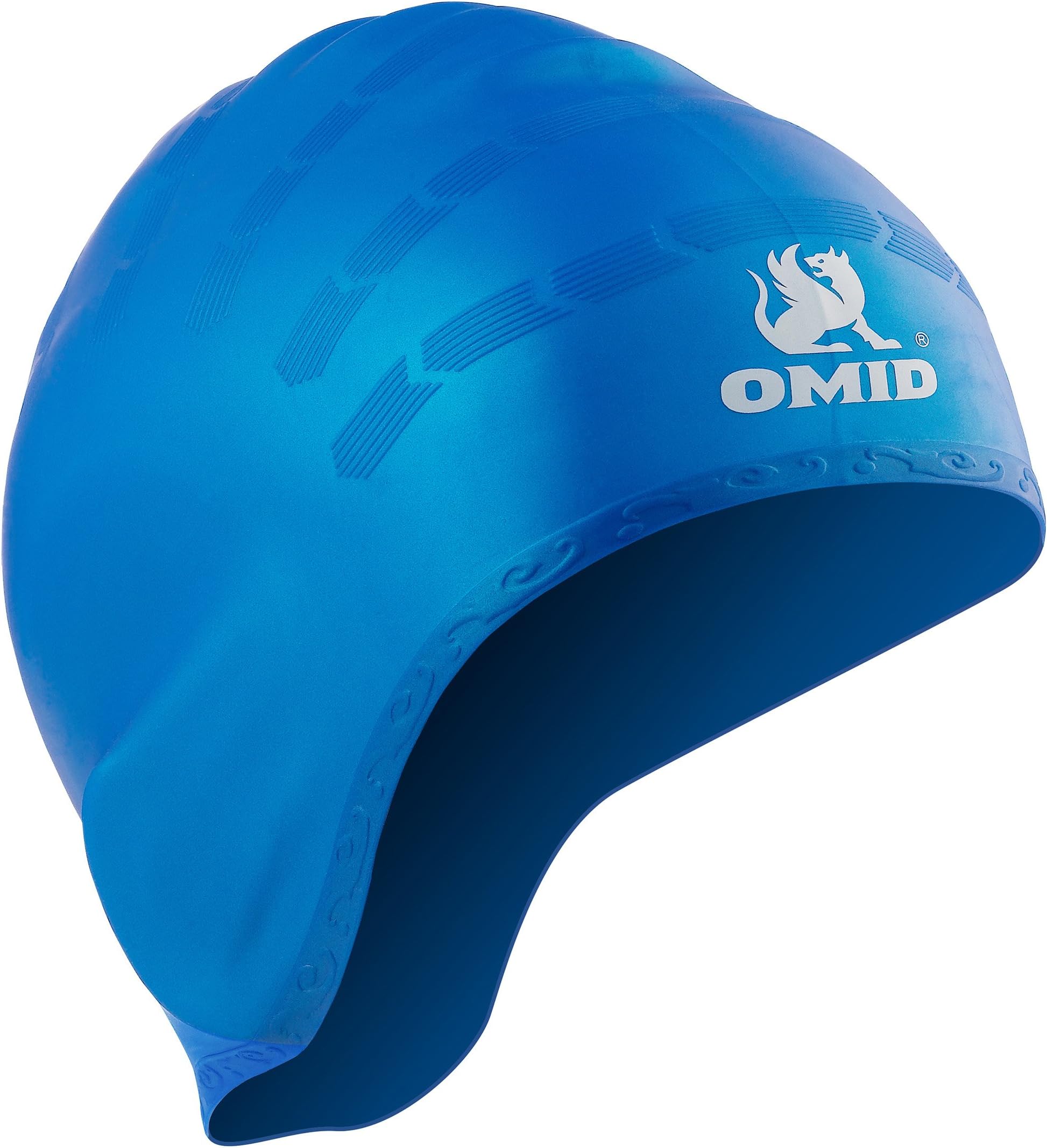 OMID Swim Cap Ear Pockets Protection, 100% Silicone Great Elasticity Durable Teenagers Unisex Adults, Ergonomic Design Long Hair Swimming Caps