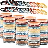 HyDren 120 Pcs Valentines Spanish Bible Verse Bracelets Religious Silicone Wristbands Regalos Cristianos En Español Rubber Christian Scripture Bracelets for Women Men Vbs Church Gifts(Bright Morandi)